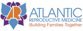 Atlantic Reproductive Medicine Specialists Logo - blue and orange sans-serif type with stylized AR icon to left