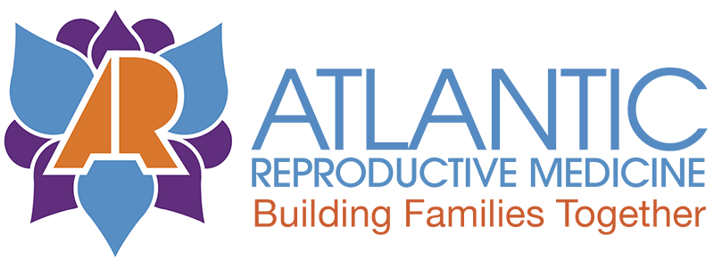 Atlantic Reproductive Medicine Specialists Logo - blue and orange sans-serif type with stylized AR icon to left