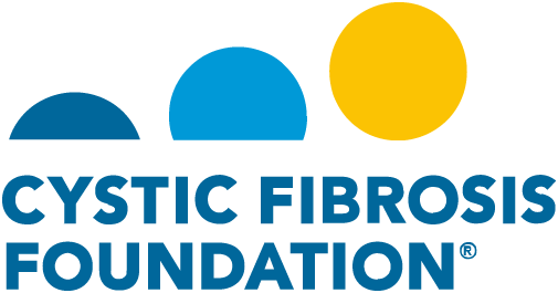 Cystic Fibrosis Foundation Logo - Teal sans-serif type with teal, cyan, and yellow circles above