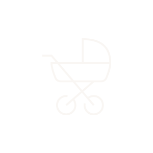 Off white baby carriage icon