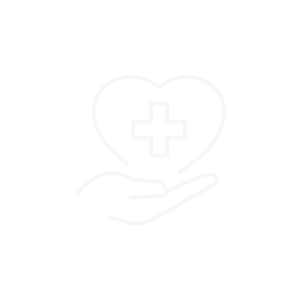 Off white hand holding medical heart icon