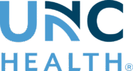 UNC Healthcare Logo - Cyan and dark blue sans-serif type with stylized letter N