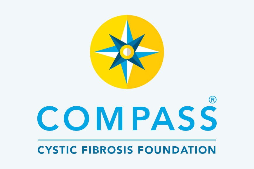 Compass Logo - Cyan and Teal sans-serif type with compass icon above