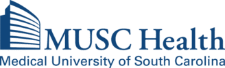 Medical University of South Carolina Health Logo - Blue serif type with building icon to left and blue sans-serif type below
