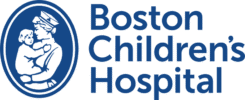 Boston Childrens Hospital Logo - Blue sans-serif type with blue nurse and child icon to left