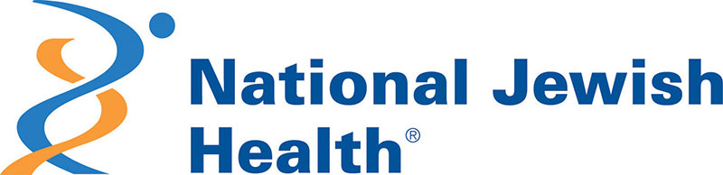 National Jewish Health Logo - Blue sans-serif type with stylized person icon in blue and orange to left
