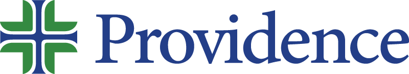 Providence Medical Group Logo - Blue serif type with stylized medical cross in blue and green