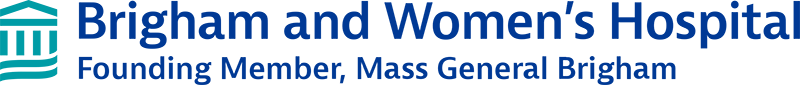 Brigham and Womens Hospital Lung Center Logo - Blue sans-serif type with stylized building icon in turquoise to left