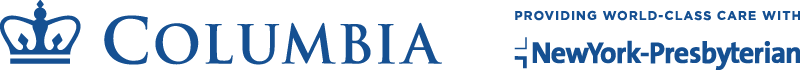 Columbia University NY Presbyterian Logo - Blue serif and sans-serif type with crown icon to left