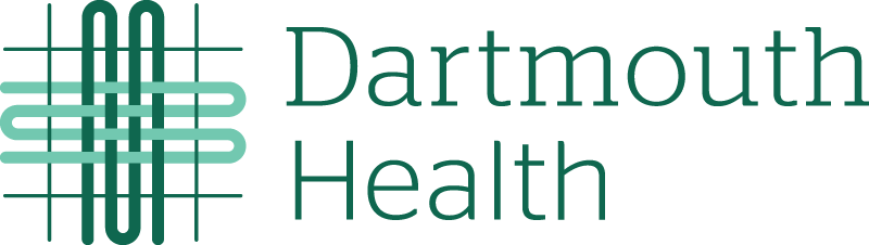 Dartmouth Health Logo - Dark green serif and sans-serif type with woven icon to left