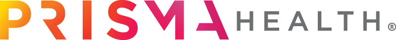 Prisma Health Logo - Gray sans-serif type with yellow-orange-pink gradient in word Prisma