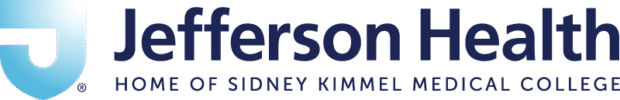 Thomas Jefferson University Hospital Logo - Dark blue sans-serif type with stylized letter J to left in light blue gradient
