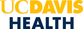 UC Davis Health Logo - Yellow and navy blue type