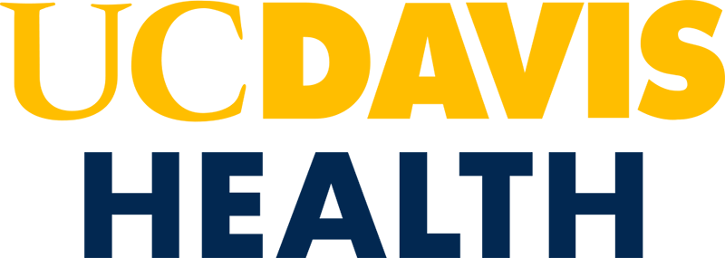 UC Davis Health Logo - Yellow and navy blue type