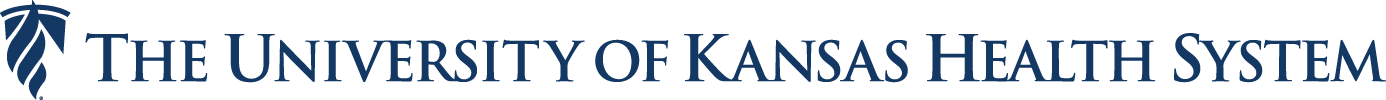 University of Kansas Health System Logo - Dark blue serif type with shield and flame icon to left