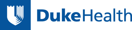 Duke Health Logo - Blue sans-serif type with shield icon to left