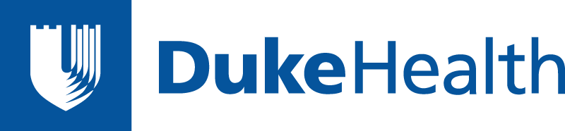 Duke Health Logo - Blue sans-serif type with shield icon to left