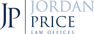 Jordan Price Law Offices Logo - Dark and light blue serif type