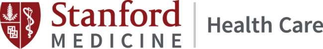 Stanford Health Care Logo - Dark red serif type and dark gray sans-serif type with red and white medical icon to left
