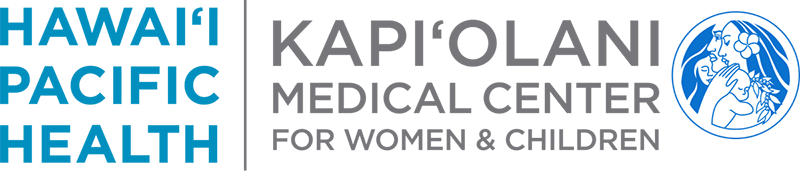 Kapiolani Pediatric Pulmonary Clinic Logo - Blue and gray sans-serif type with blue and white mother and child icon to right