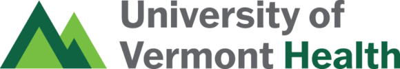University of Vermont Health Logo - Dark gray and green sans-serif type with green mountain icon to left