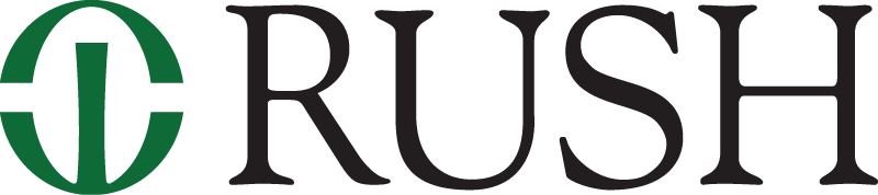 Rush University Medical Center Logo - Black serif type with dark green circle icon to left