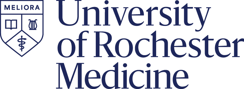 University of Rochester Logo - Dark blue serif type with shield icon to left