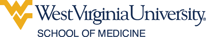 West Virginia University Logo - Dark blue serif type with yellow WV icon to left