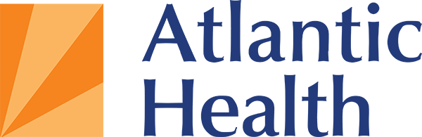 Atlantic Health Logo - Blue sans-serif type with orange burst rectangle to left