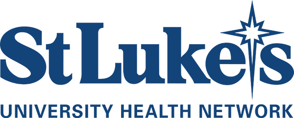 St Lukes Logo - Blue serif and sans-serif type with star icon between e and s