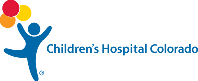 Childrens Hospital Colorado Logo - Teal sans-serif type with teal child icon holding red, orange, and yellow balloons